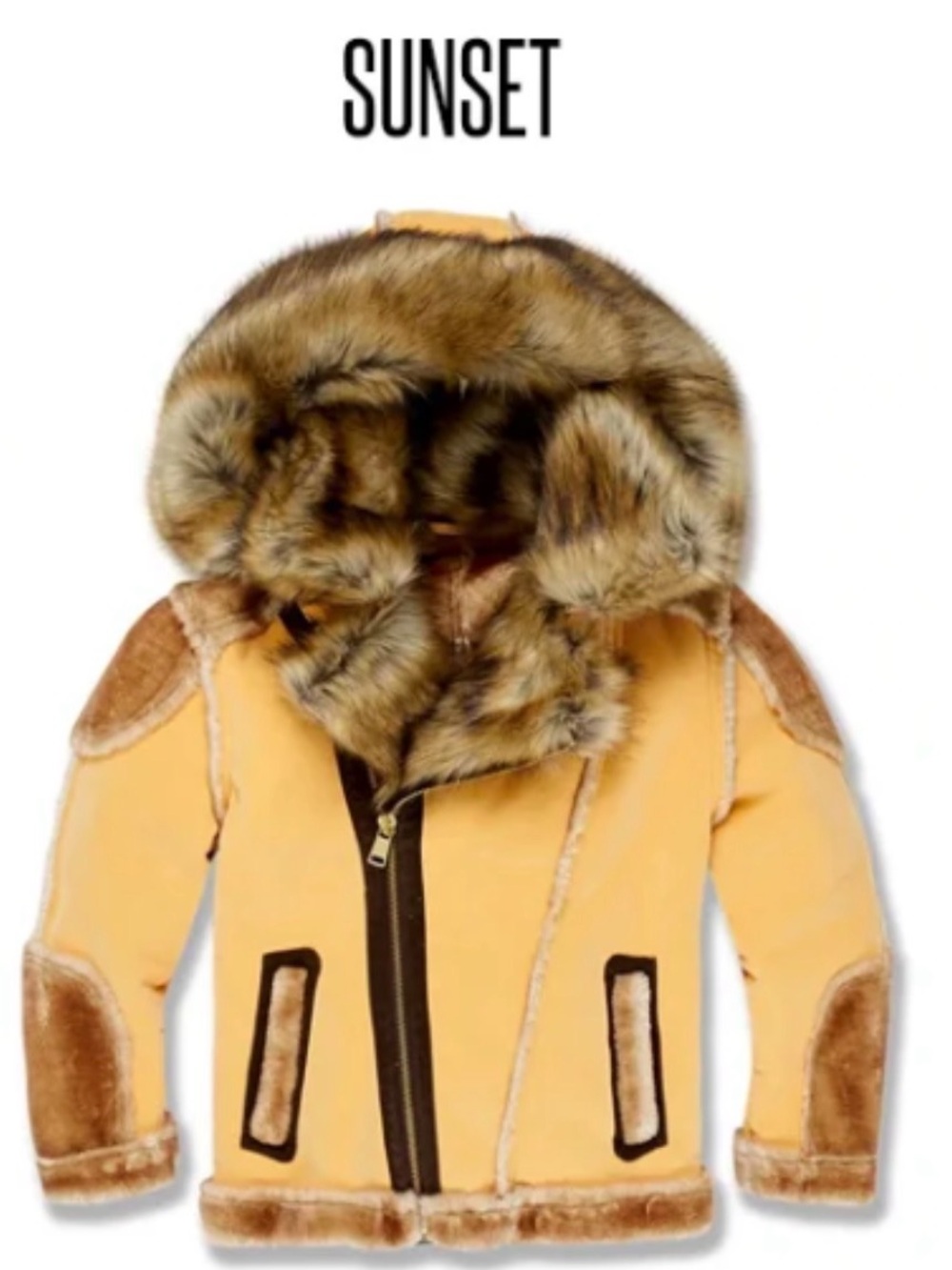 KIDS JORDAN CRAIG EL JEFE SHEARLING MOTO JACKET (Sunset) 2